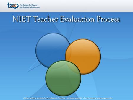 NIET Teacher Evaluation Process © 2011 National Institute for Excellence in Teaching. All rights reserved. Do not duplicate without permission.