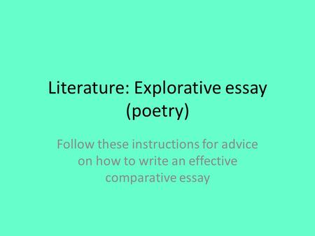 Literature: Explorative essay (poetry)