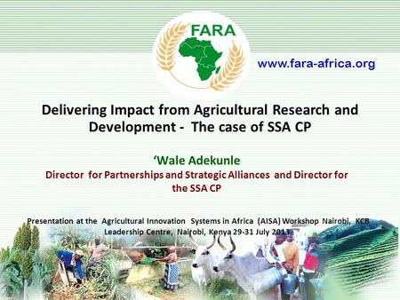 ‘Wale Adekunle Director for Partnerships and Strategic Alliances and Director for the SSA CP Delivering Impact from Agricultural Research and Development.