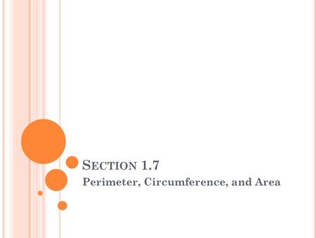 Perimeter, Circumference, and Area