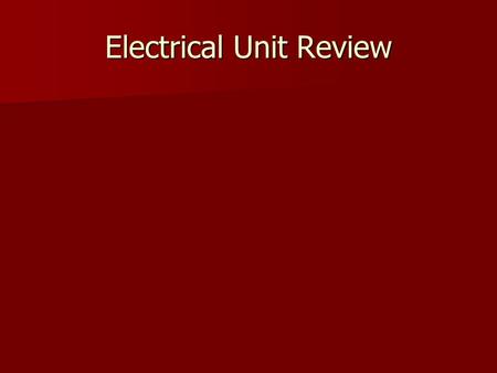 Electrical Unit Review. Ions An atom that has gained an electron (more negative) is called a negative ion An atom that has gained an electron (more negative)