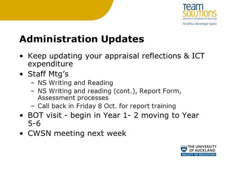 Administration Updates