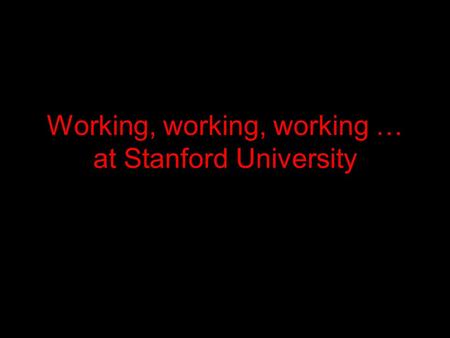 Working, working, working … at Stanford University.