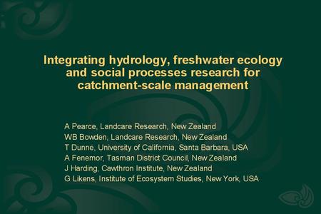 an example of a HELP catchment a real catchment (2000+km2) - not an experimental catchment real issues: - land-use effects on water yield - conflict over.