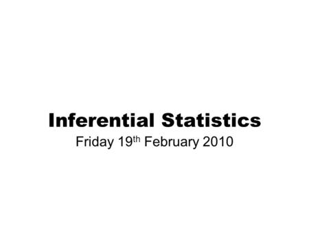 Inferential Statistics