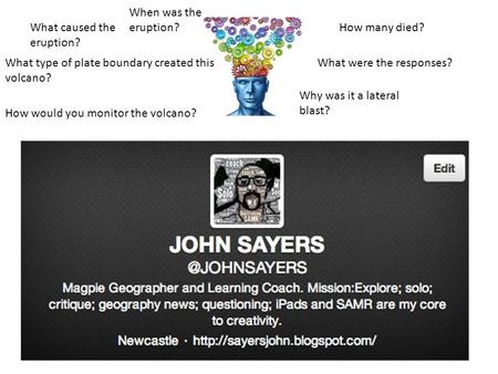 What caused the eruption? When was the eruption? How many died? What were the responses? Why was it a lateral blast? How would you monitor the volcano?