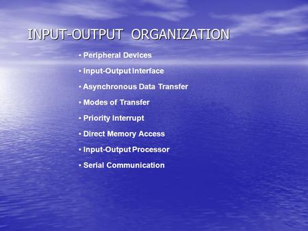 INPUT-OUTPUT ORGANIZATION