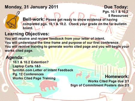 Learning Objectives: You will receive and review feedback from your letter of intent. You will understand the time frame and purpose of our first conference.