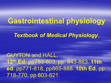 Gastrointestinal physiology