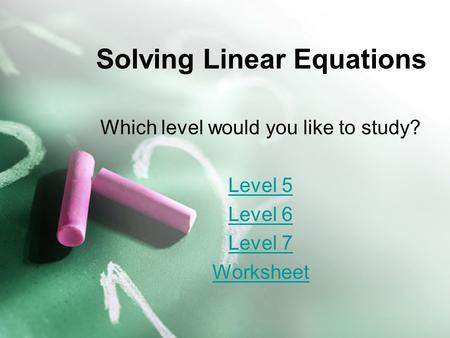 Solving Linear Equations