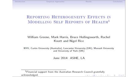 Inflated Responses in Self-Assessed Health Mark Harris Department of Economics, Curtin University Bruce Hollingsworth Department of Economics,