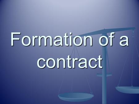 Formation of a contract