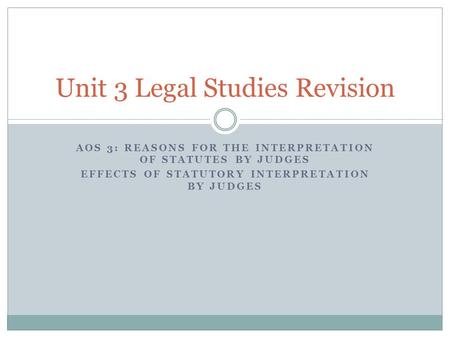 Unit 3 Legal Studies Revision