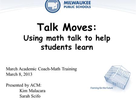 Talk Moves: Using math talk to help students learn