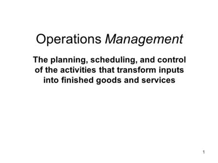 Operations Management