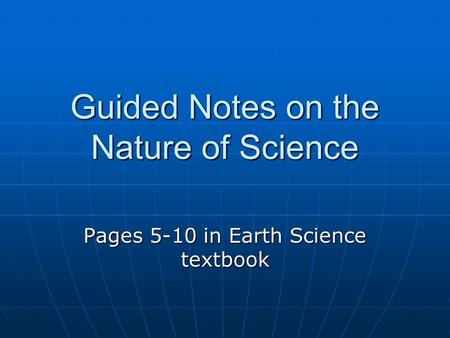 Guided Notes on the Nature of Science