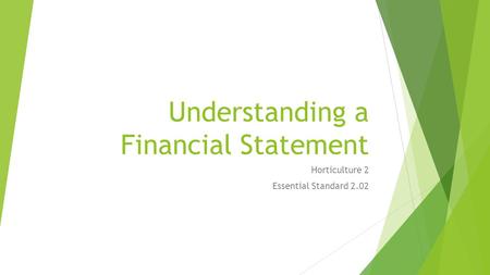 Understanding a Financial Statement