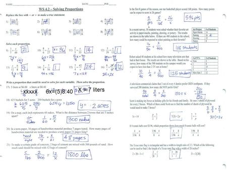 X = 7 liters xxxxx 6x=(5)8.40.