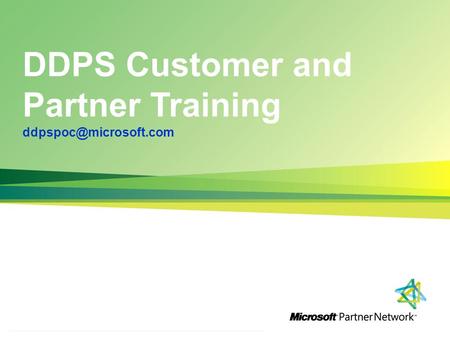 DDPS Customer and Partner Training