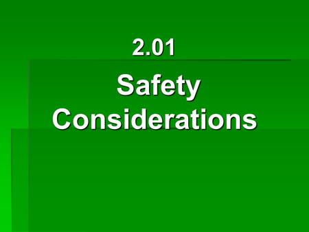 2.01 Safety Considerations