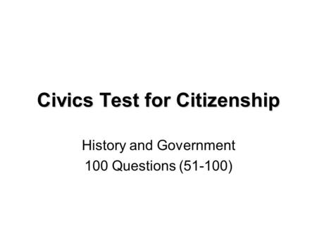 Civics Test for Citizenship