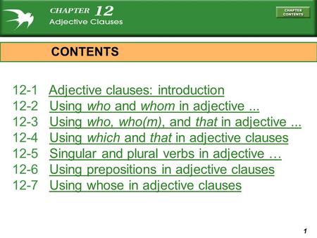 12-1 Adjective clauses: introduction