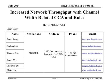 Increased Network Throughput with Channel Width Related CCA and Rules