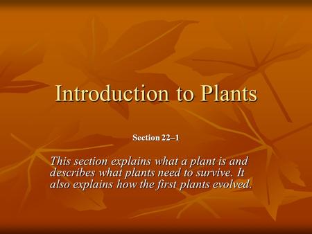 Introduction to Plants