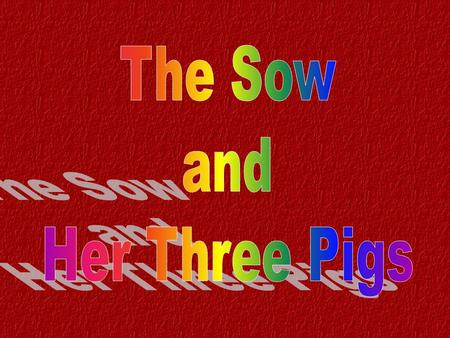 There was an old sow and she had three pigs. She named them and called one Martha, one Mary, and one Nancy. And she said to Martha, “I’m going to die,