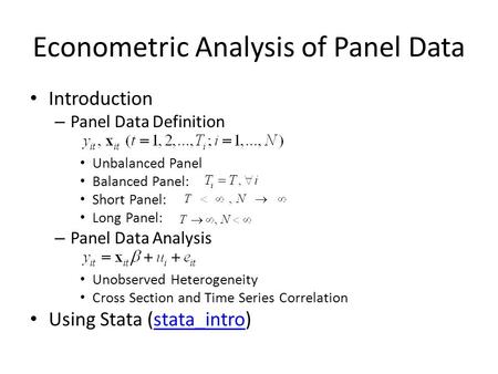 Econometric Analysis of Panel Data