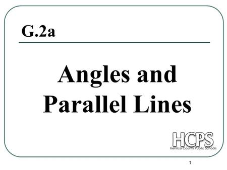 Angles and Parallel Lines