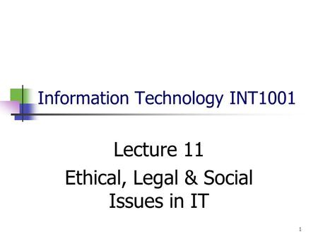 Information Technology INT1001