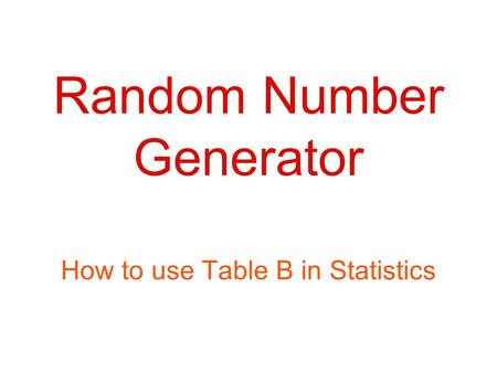 Random Number Generator