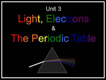 Unit 3 Light, Electrons & The Periodic Table.