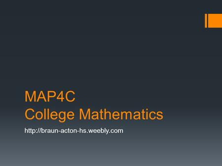 MAP4C College Mathematics