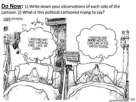 Do Now: 1) Write down your observations of each side of the cartoon. 2) What is this political cartoonist trying to say? 2m.