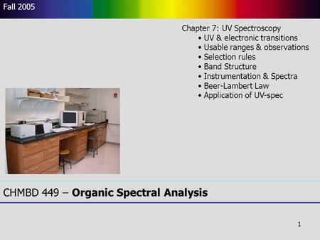 CHMBD 449 – Organic Spectral Analysis