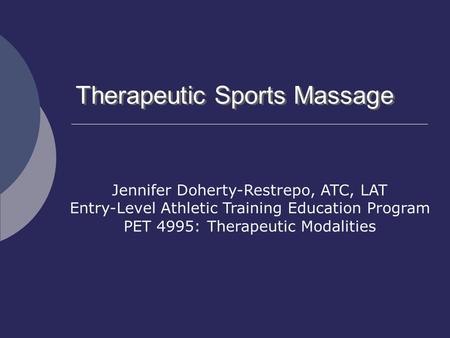 Therapeutic Sports Massage