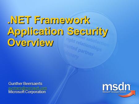 .NET Framework Application Security Overview