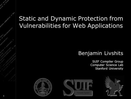 Benjamin Livshits SUIF Compiler Group Computer Science Lab