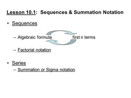 Lesson 10.1: Sequences & Summation Notation