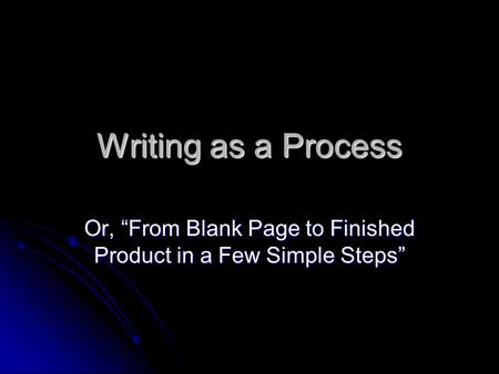 Or, “From Blank Page to Finished Product in a Few Simple Steps”