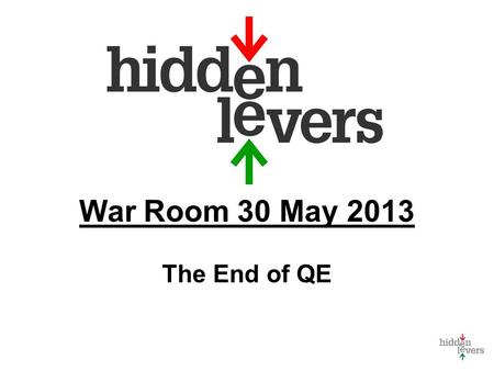 War Room 30 May 2013 The End of QE. War Room Monthly macro discussion Using tools in context Update on HiddenLevers Features Your feedback welcome.