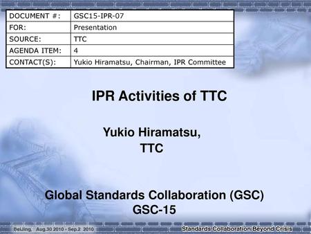 Global Standards Collaboration (GSC) GSC-15