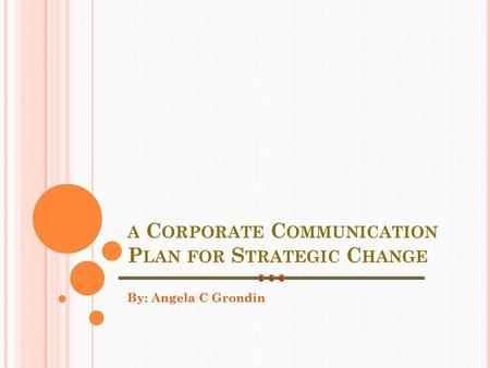 a Corporate Communication Plan for Strategic Change