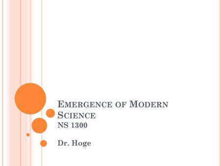 Emergence of Modern Science