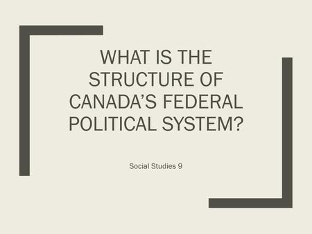 What is the Structure of Canada’s Federal Political System?