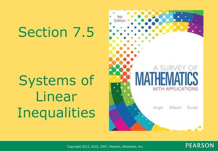 Section 7.5 Systems of Linear Inequalities