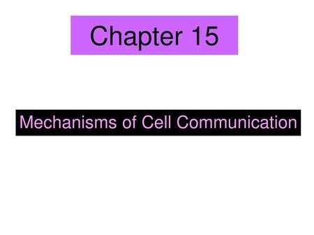 Mechanisms of Cell Communication