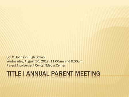 Title I Annual Parent Meeting